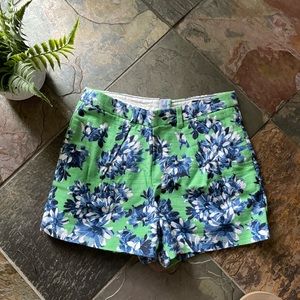 JCrew Green and Blue Floral Shorts, Size 2
